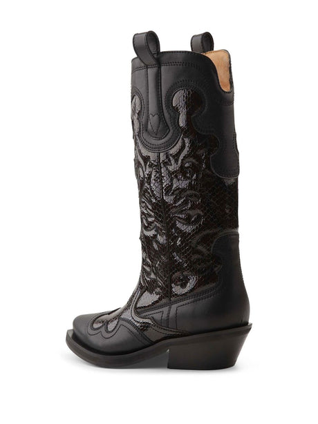 GANNI Embroidered Western Boots