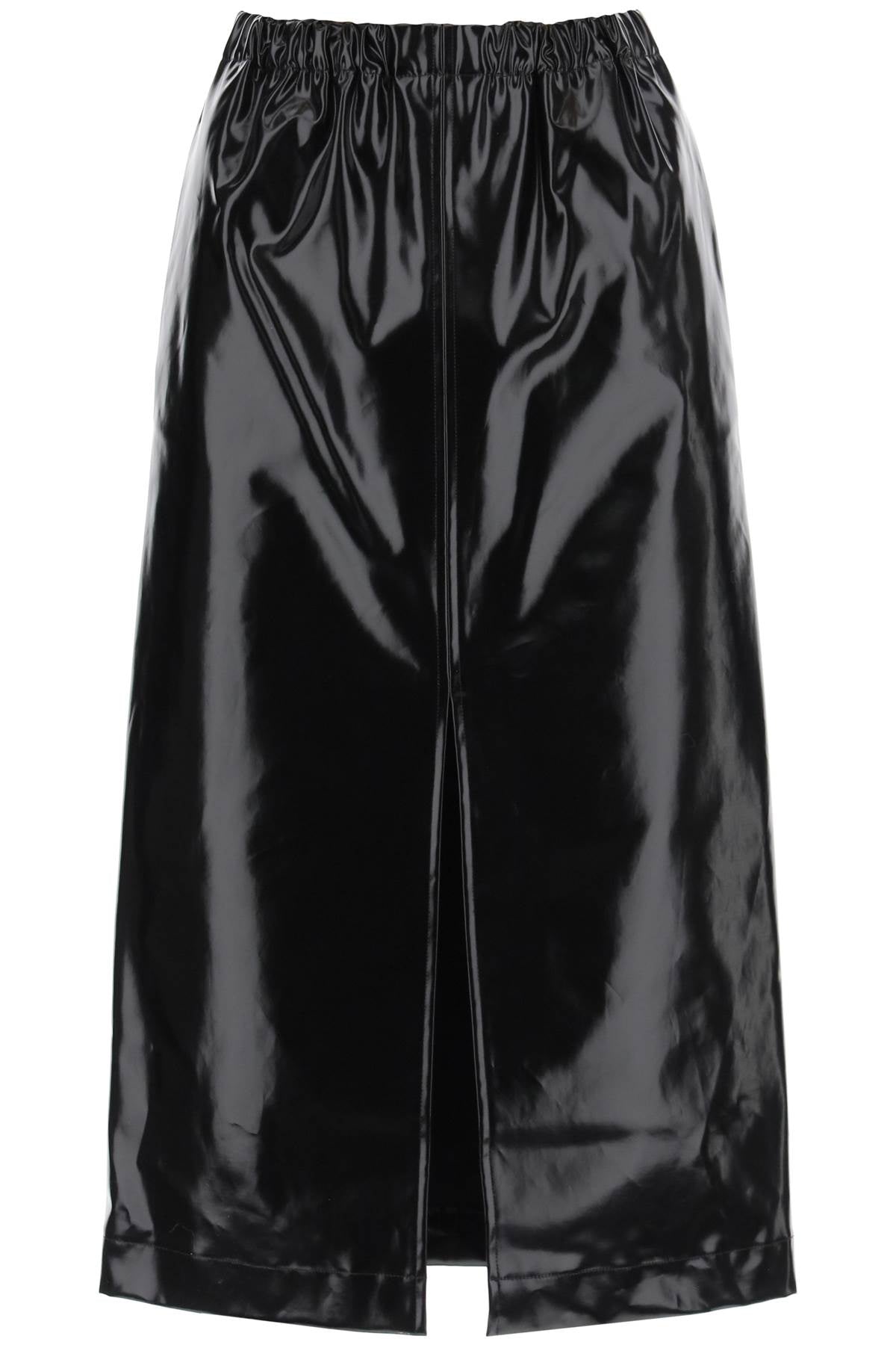 MAISON MARGIELA Faux Leather Mini Skirt with Slit Detail