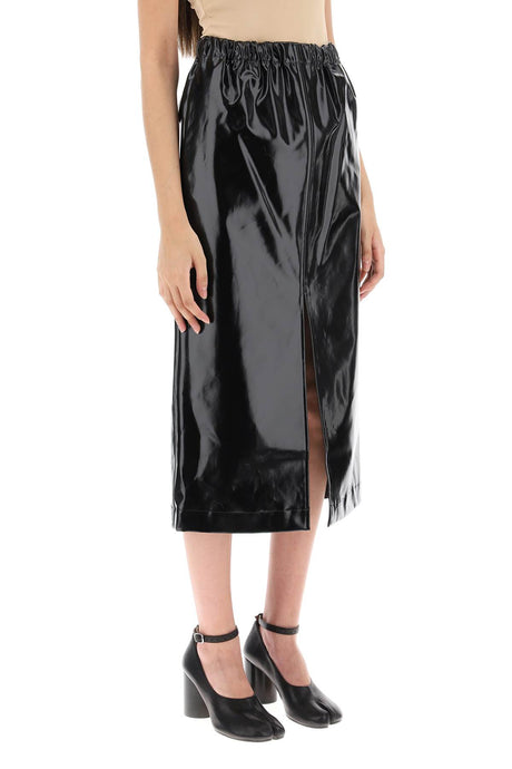 MAISON MARGIELA Faux Leather Mini Skirt with Slit Detail