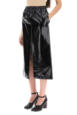 MAISON MARGIELA Faux Leather Mini Skirt with Slit Detail