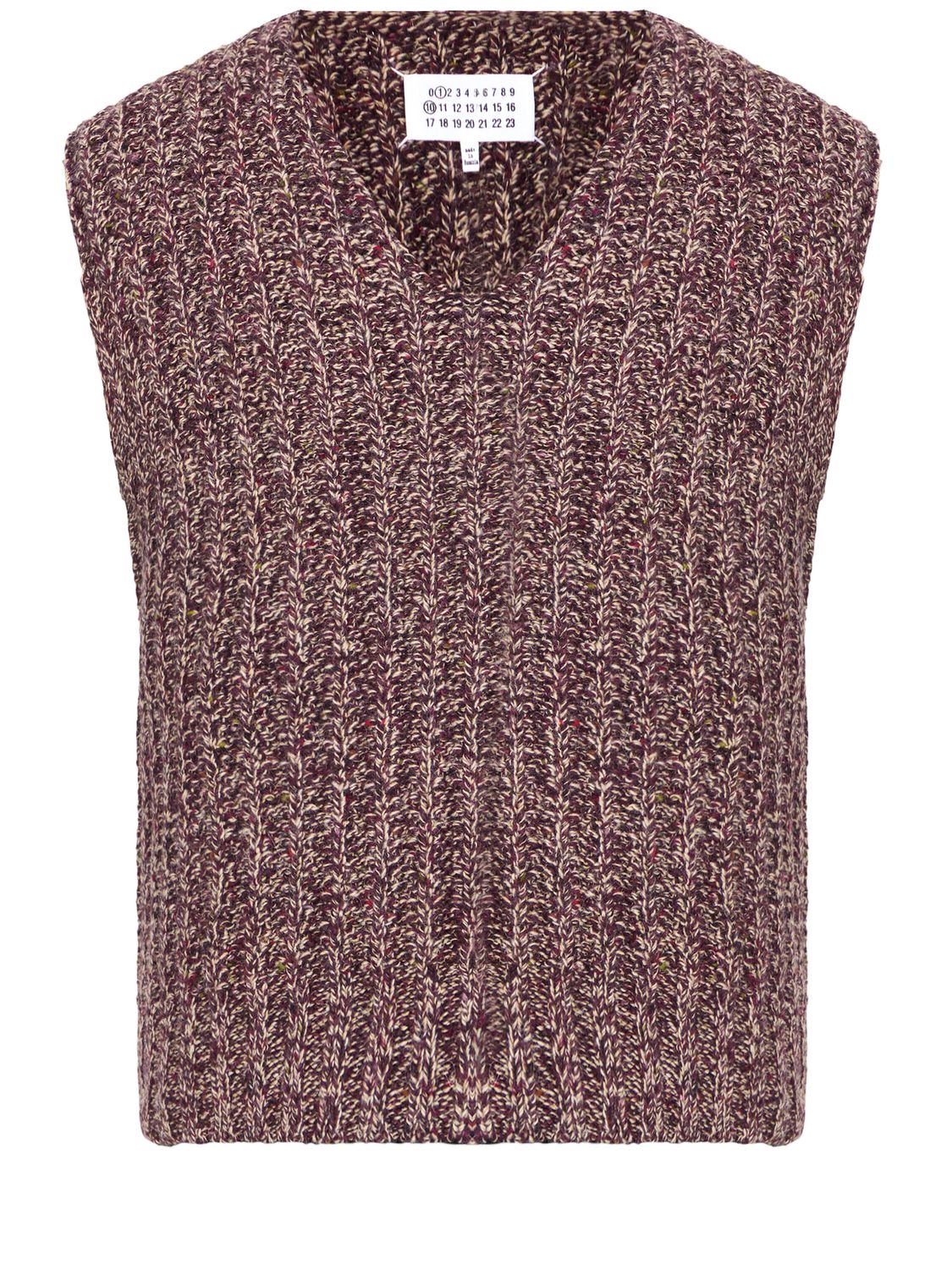 MAISON MARGIELA Bordeaux Chunky Braided Knit Vest with V-Neckline for Men