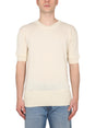 MAISON MARGIELA Men's Short Sleeve Wool Blend Sweater with Ribbed Edges