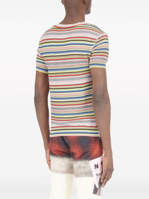 MAISON MARGIELA Multicolored Striped Cotton T-Shirt