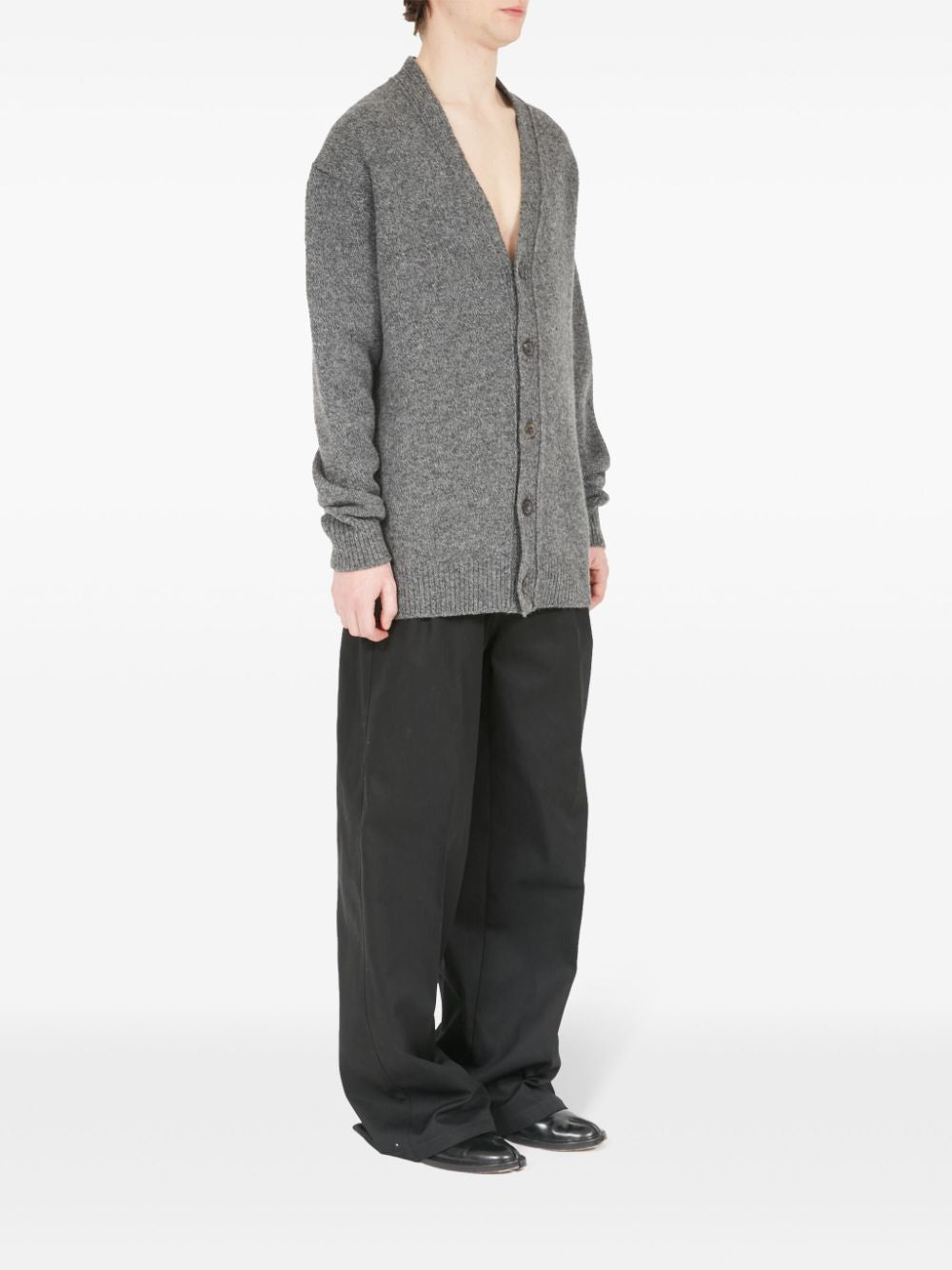 MAISON MARGIELA Wool Cardigan with V-Neck and Button Front Closure