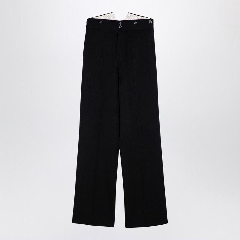 MAISON MARGIELA Wide Leg Wool Trousers with Pleats