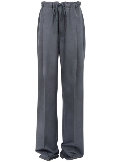 MAISON MARGIELA Charcoal Gray Drawstring Pants with Mid-Rise Waistband and Reinforced Ankles