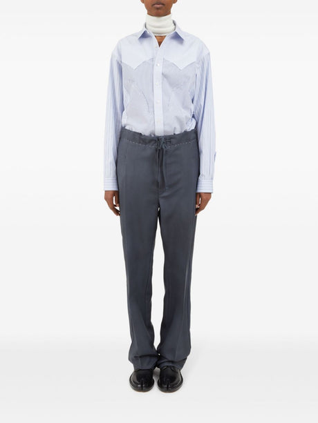 MAISON MARGIELA Charcoal Gray Drawstring Pants with Mid-Rise Waistband and Reinforced Ankles