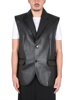 MM6 MAISON MARGIELA Men's Leather Vest with Notched Lapels