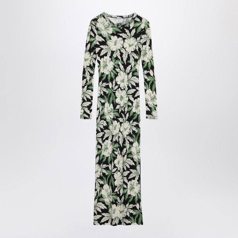 LOEWE Floral Print Silk and Cotton Midi Dress