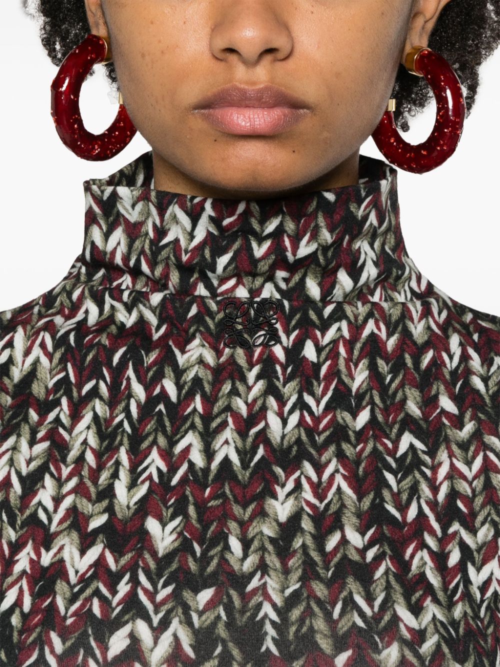 LOEWE Women's High Neck Printed Turtleneck Sweater