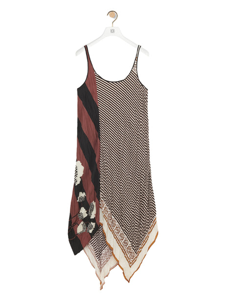 LOEWE Pleated Mini Dress with Striped Floral Design