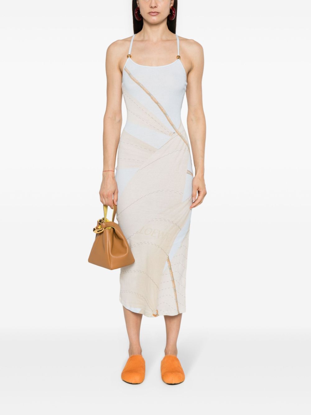 LOEWE Strappy Midi Dress with Scoop Neck and Side Slit