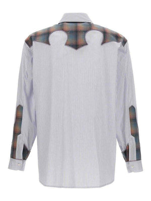 MAISON MARGIELA Chic Striped Shirt with Check Inserts - Straight Cut