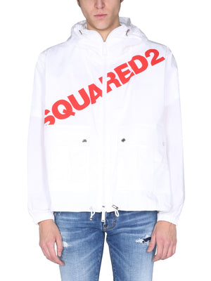 DSQUARED2 Hooded High Neck Logo Print Jacket for Men