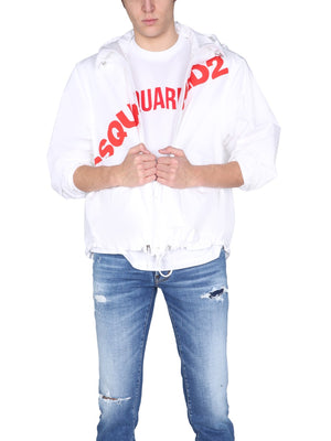 DSQUARED2 Hooded High Neck Logo Print Jacket for Men