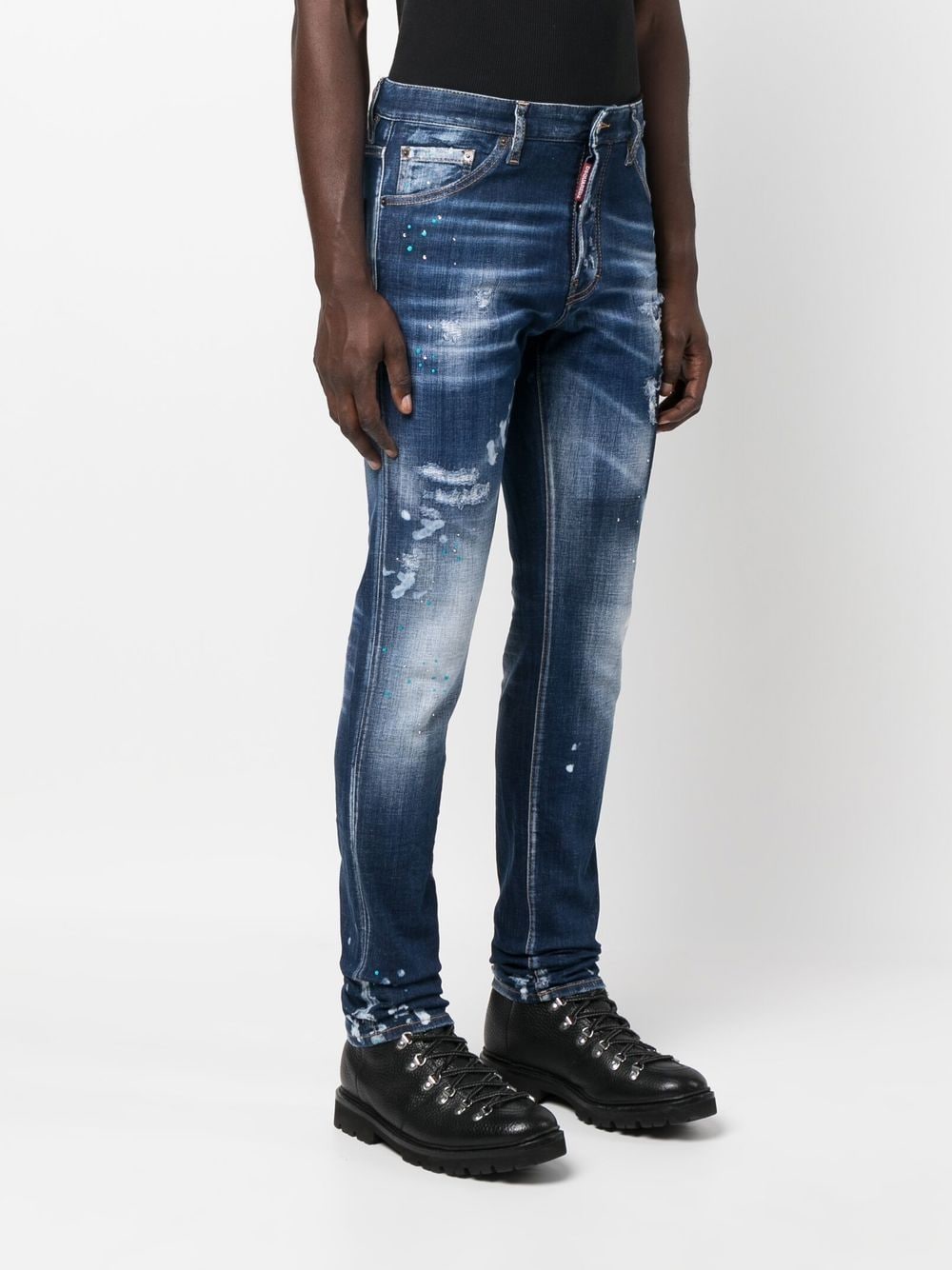 DSQUARED2 Men's Distressed Skinny Jeans with Mini Logo Tag