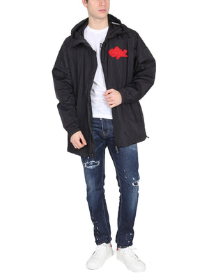 DSQUARED2 High Neck Zip-Up Jacket with Logo Patch for Men