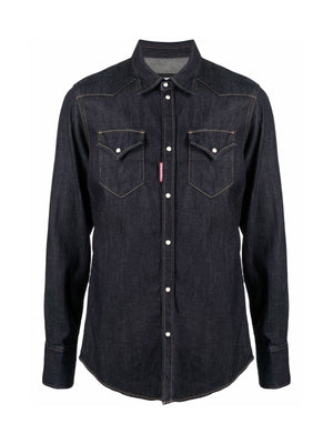 DSQUARED2 Men's Western Denim Shirt with Hemp Blend