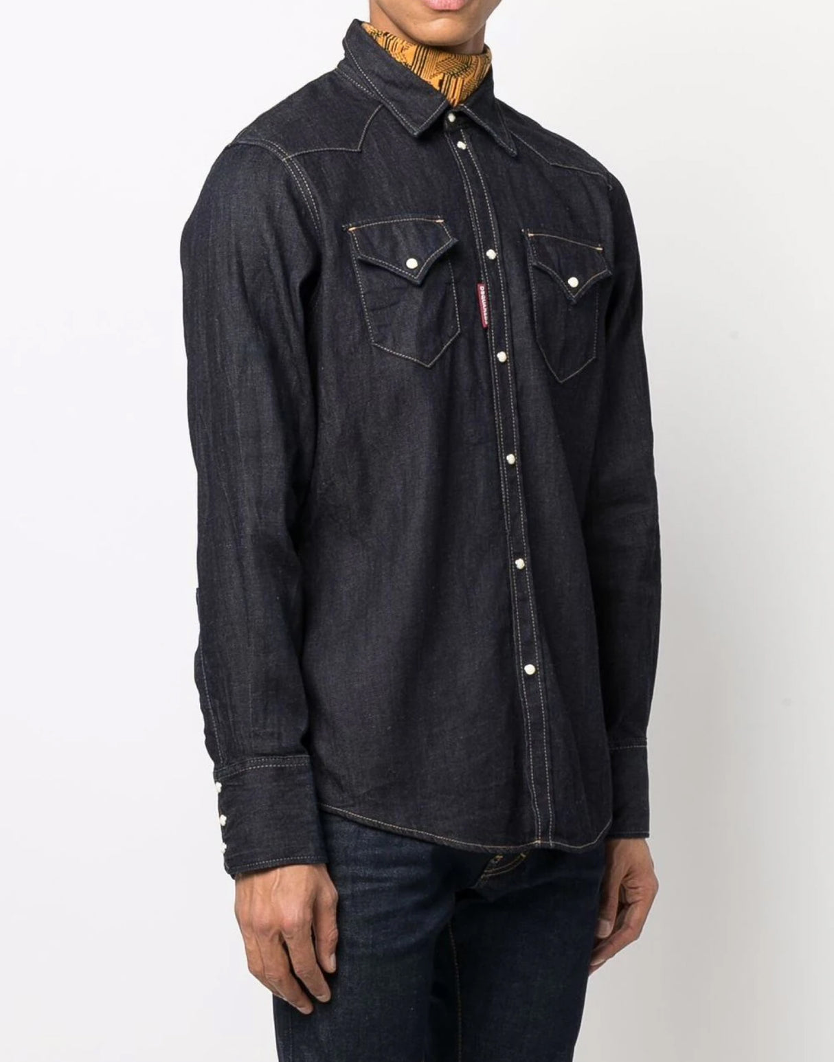 DSQUARED2 Men's Western Denim Shirt with Hemp Blend