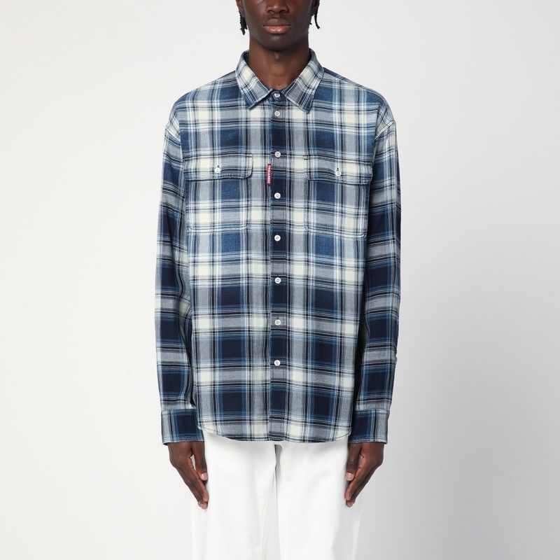 DSQUARED2 Check Pattern Cotton Shirt for Men