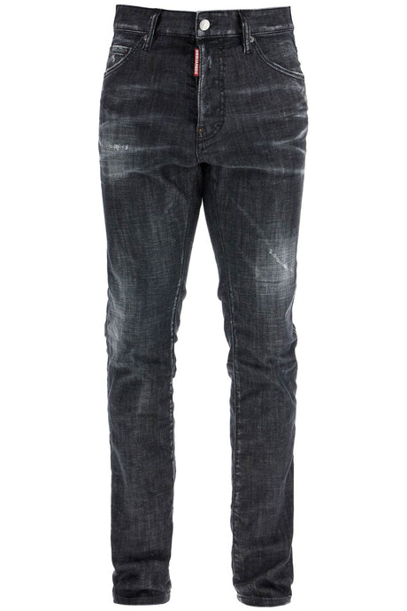 DSQUARED2 Slim Fit Black Cotton Jeans with Faded Effect