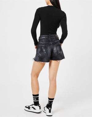 DSQUARED2 Baggy Denim Shorts with Raw Cut Detail for Women