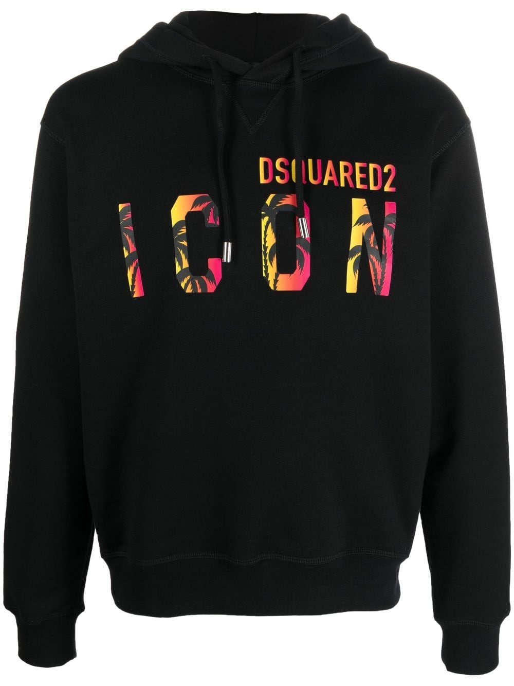 DSQUARED2 Men's Icon-Print Hooded Sweatshirt in Faded Black - FW22