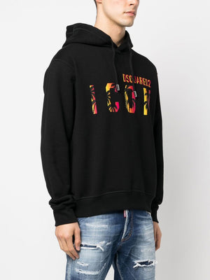 DSQUARED2 Men's Icon-Print Hooded Sweatshirt in Faded Black - FW22