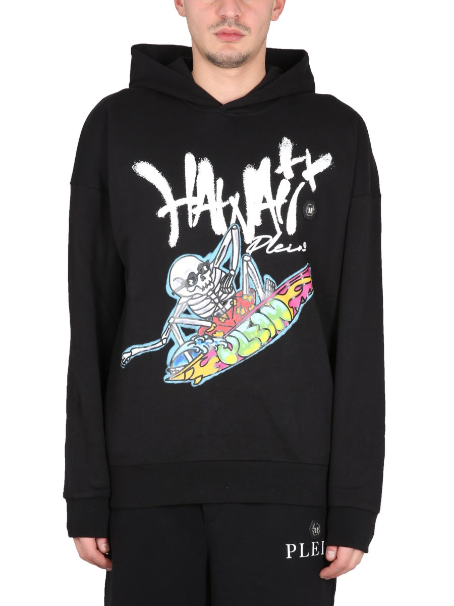 PHILIPP PLEIN Hoodie with Hooded Neckline and Front Logo