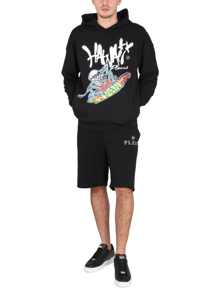 PHILIPP PLEIN Hoodie with Hooded Neckline and Front Logo