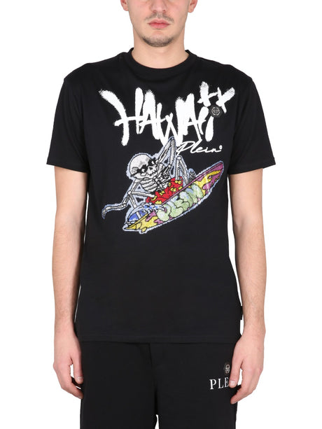 PHILIPP PLEIN Men's Crewneck T-Shirt with Front Logo Print