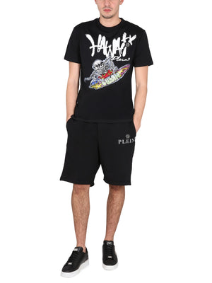 PHILIPP PLEIN Men's Crewneck T-Shirt with Front Logo Print