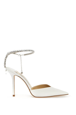 JIMMY CHOO Elegant 100 Satin Pumps with Crystal Ankle Strap