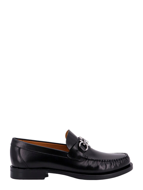 Ferragamo Leather Loafer with Elegant Metal Detail