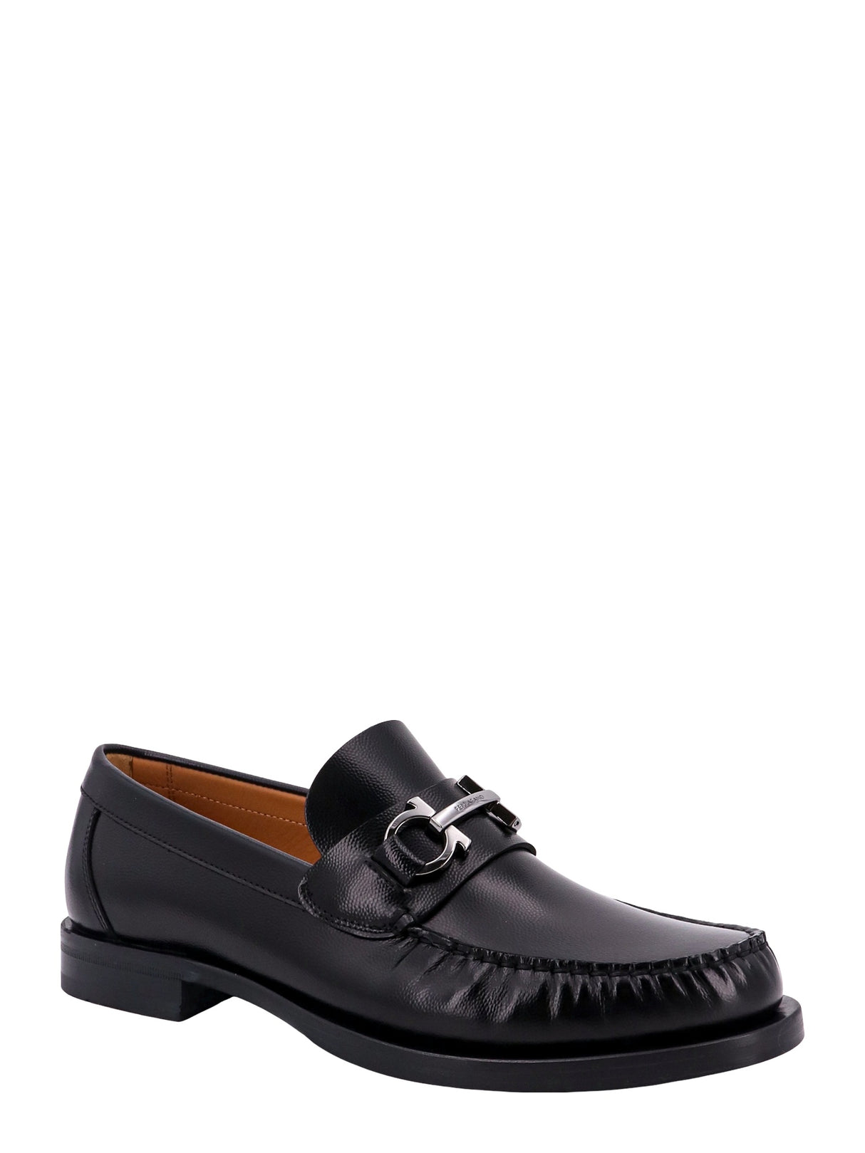 Ferragamo Leather Loafer with Elegant Metal Detail