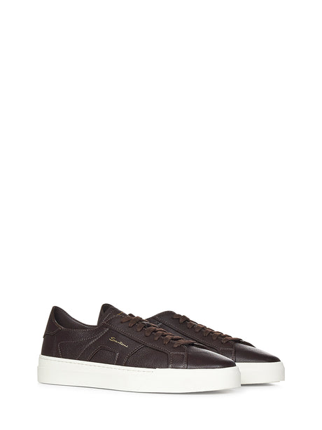 SANTONI Luxury Double Buckle Sneakers for Men