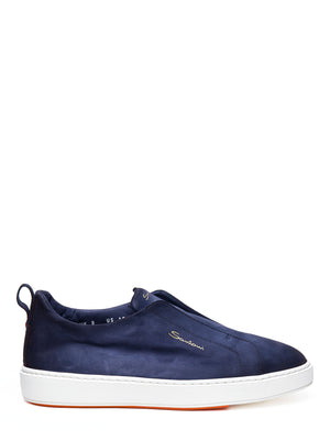 SANTONI Suede Slip-On Sneakers for Men