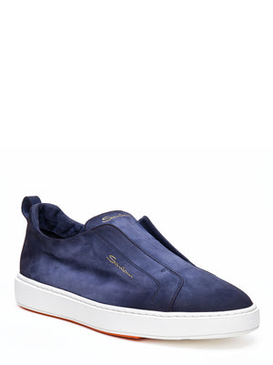 SANTONI Suede Slip-On Sneakers for Men