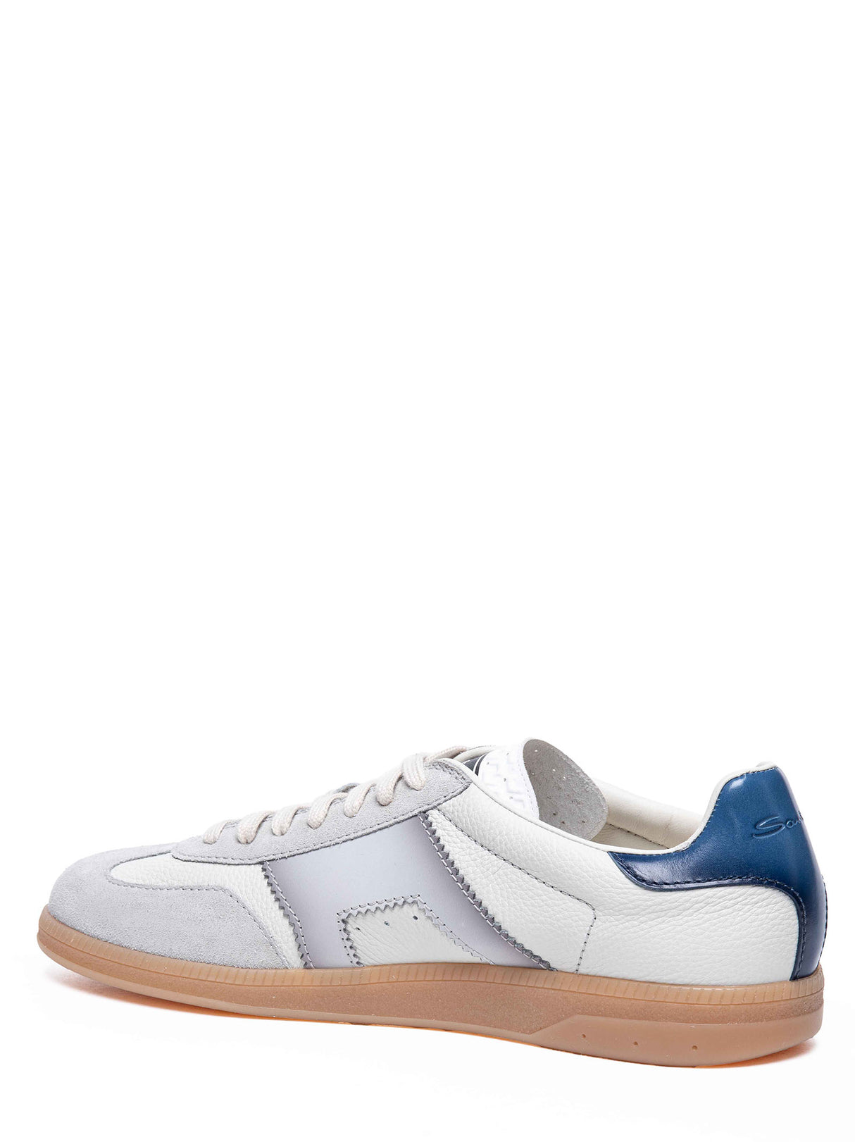 SANTONI Men's Leather and Suede Sneakers - Spring Summer 25