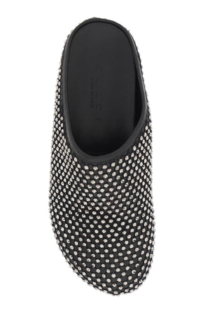 MARNI Mini Leather Fussbett Clogs with Rhinestones