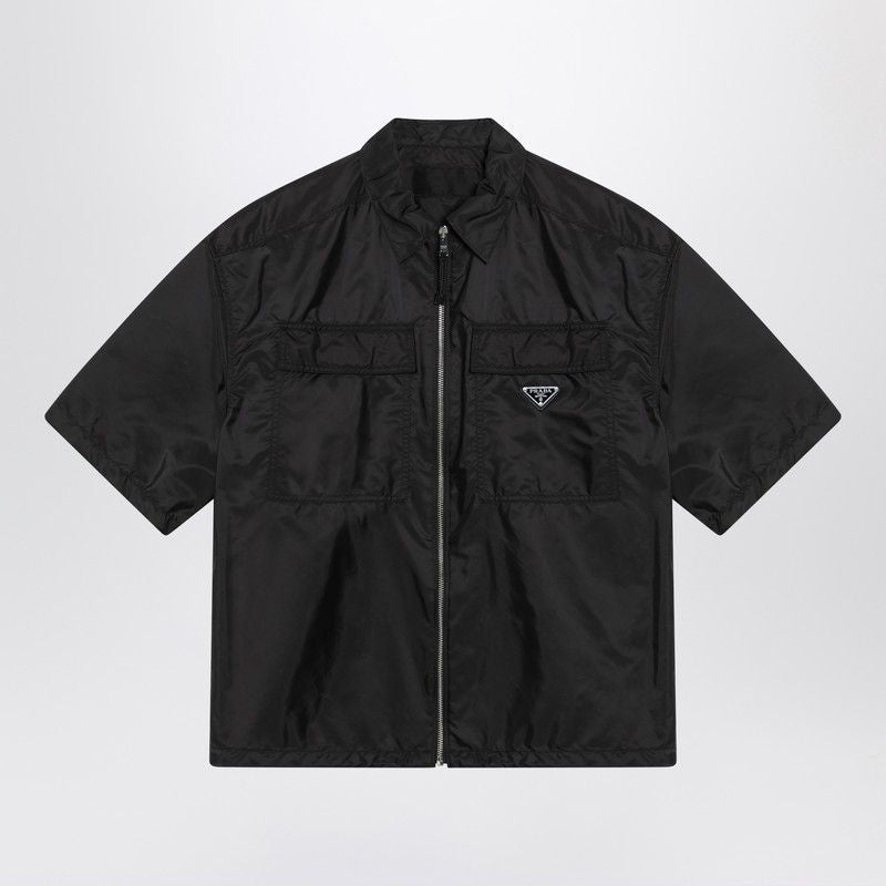 PRADA Re-Nylon Short Sleeve Shirt with Front Zip Closure