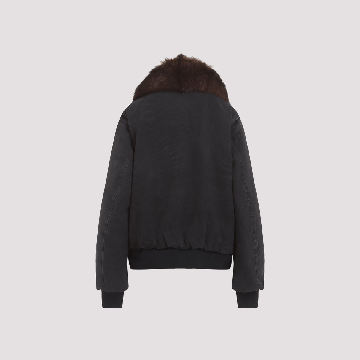 PRADA Canvas Blouson with Faux Fur Neck