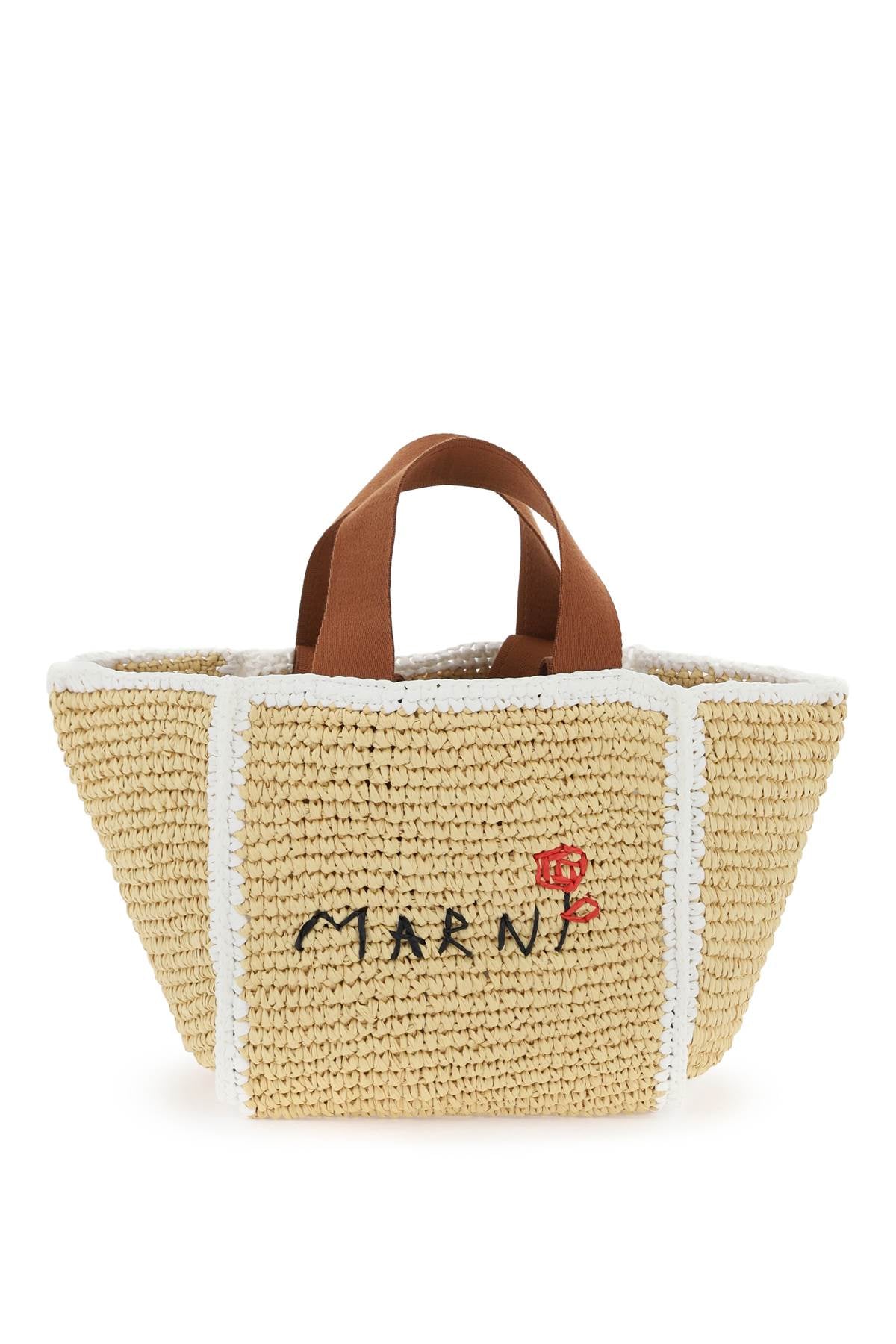 MARNI 黒いマクラメ編みトートハンドバッグ・女性用 - SS24