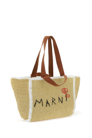 MARNI Medium Raffia Effect Tote Handbag