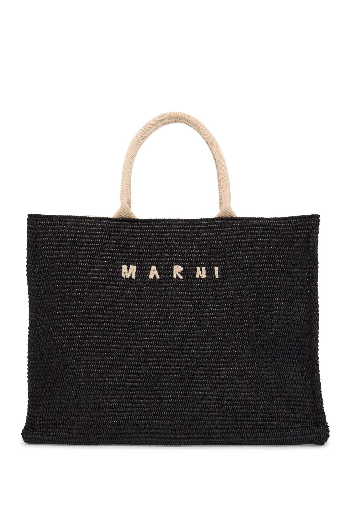 MARNI Large Raffia Effect Tote Handbag