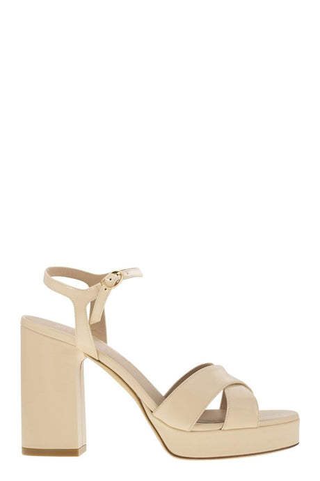 STUART WEITZMAN Dayna Leather Platform Sandal - 110mm Block Heel