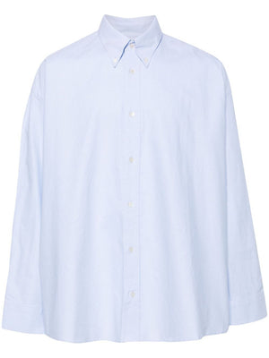 STUDIO NICHOLSON Light Blue Ruskin Shirt for Men - Straight Cut