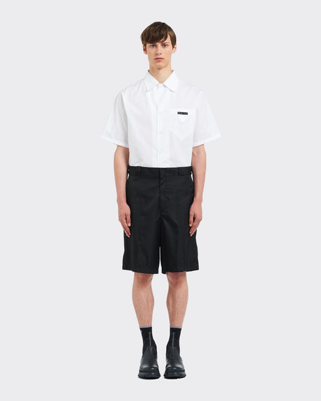 PRADA Men's Black Mini Bermuda Shorts with Logo