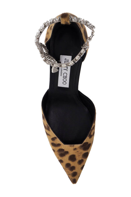 JIMMY CHOO Animal Print Pointed Toe Pumps with Crystal Detail