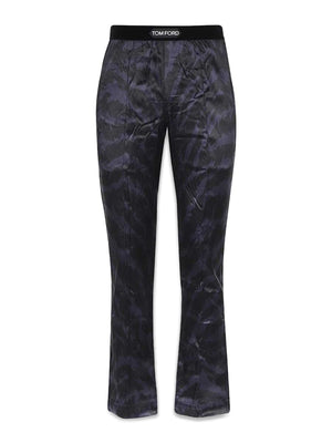 TOM FORD Silk Pants with Logoed Name Elastic Waistband